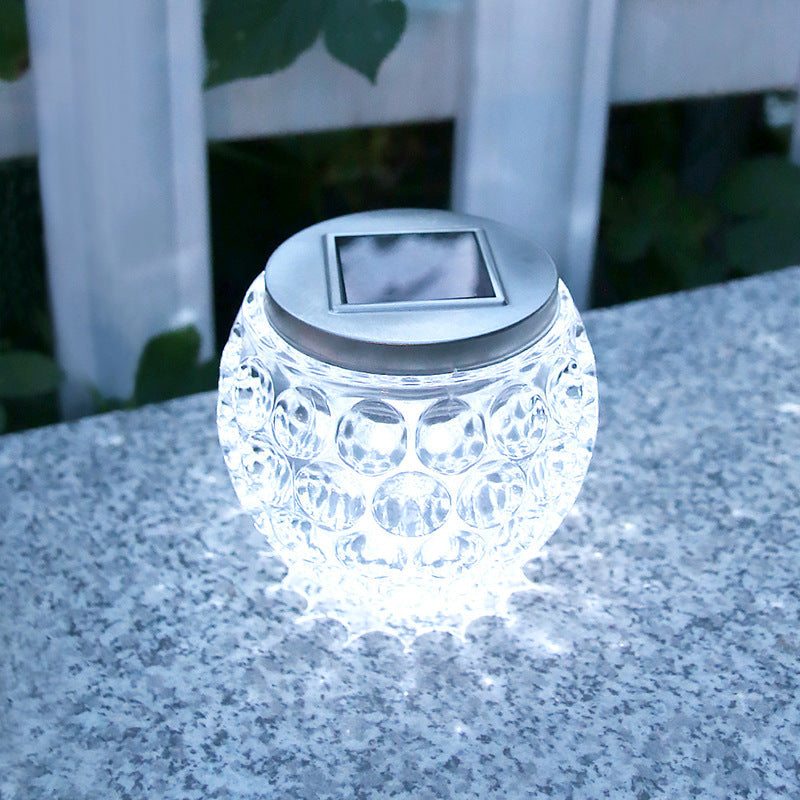 Modern Art Deco Solar Glass Jar Full Of Stars ABS Stainless Steel LED Outdoor Lights For Garden | Bowlift