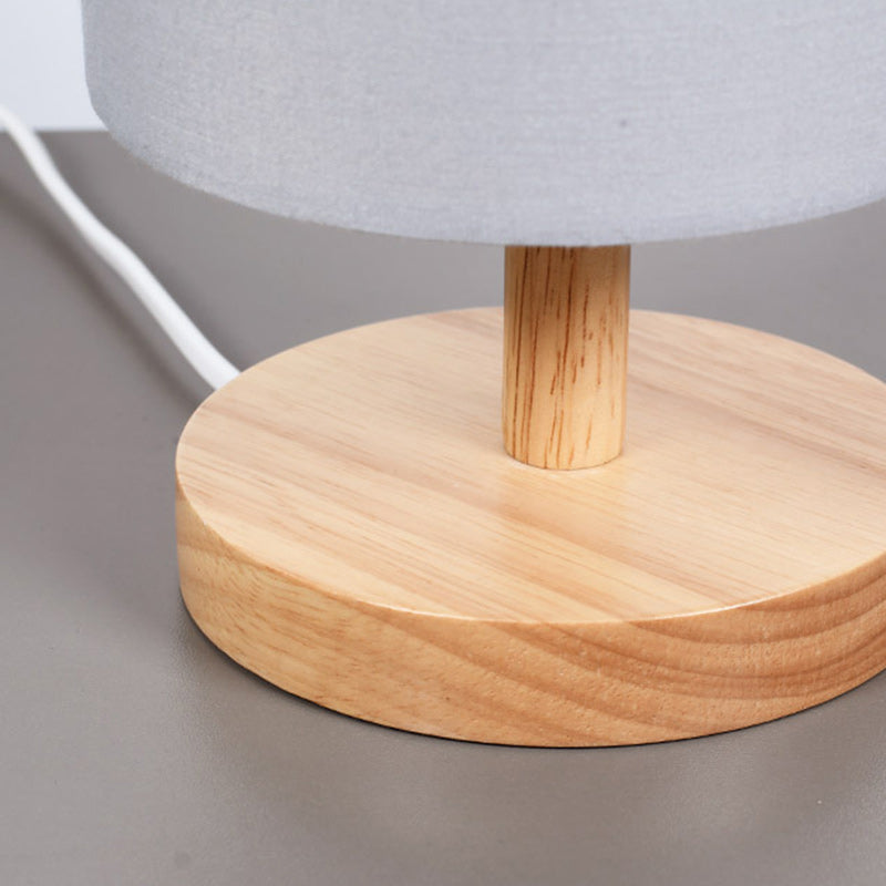 BowLift | Traditional Japanese Cylinder Wood Fabric 1-Light Table Lamp for the Living Room
