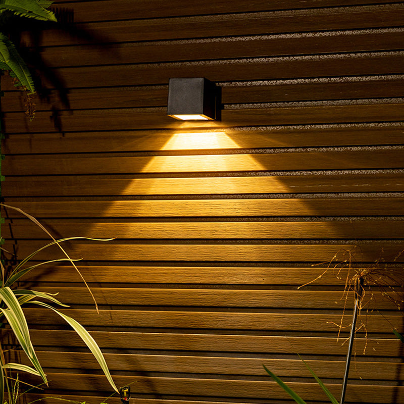Modern Minimalist Cube Plastic Solar LED Wall Sconce Lamp For Garden | Bowlift