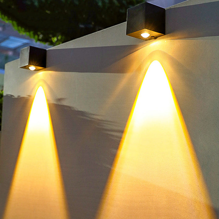 Modern Minimalist Cube Plastic Solar LED Wall Sconce Lamp For Garden | Bowlift