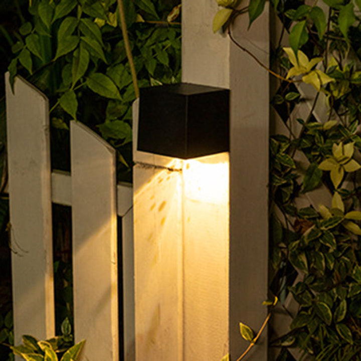 Modern Minimalist Cube Plastic Solar LED Wall Sconce Lamp For Garden | Bowlift