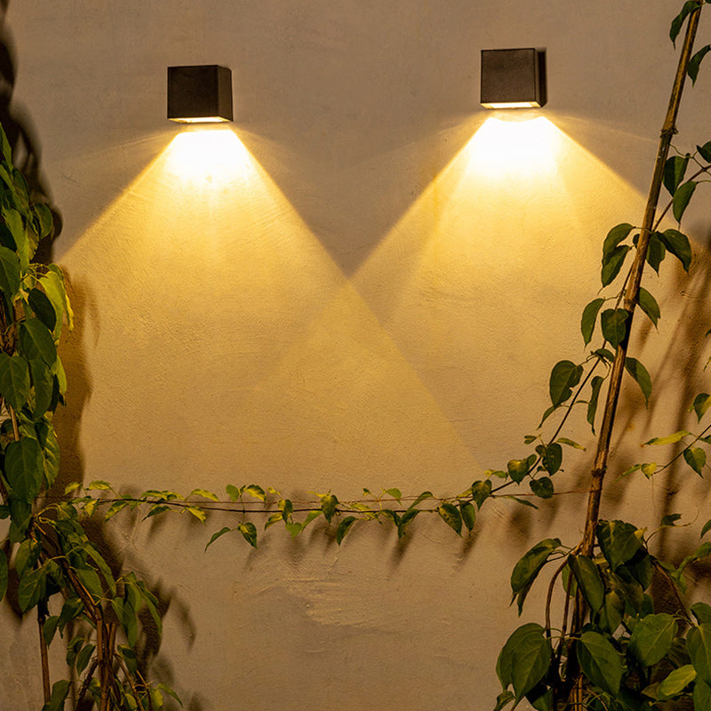 Modern Minimalist Cube Plastic Solar LED Wall Sconce Lamp For Garden | Bowlift