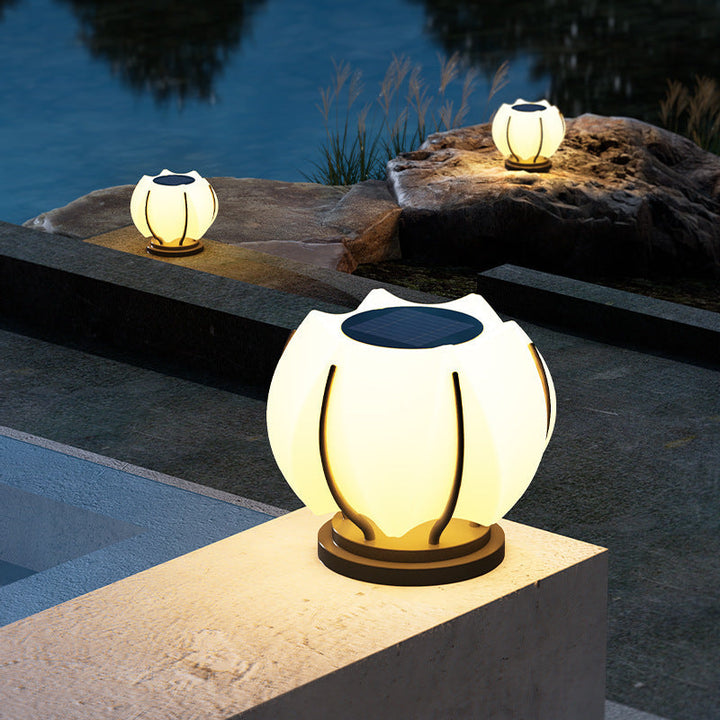 Contemporary Creative Flower Iron Plastic LED Post Head Light For Garden | Bowlift