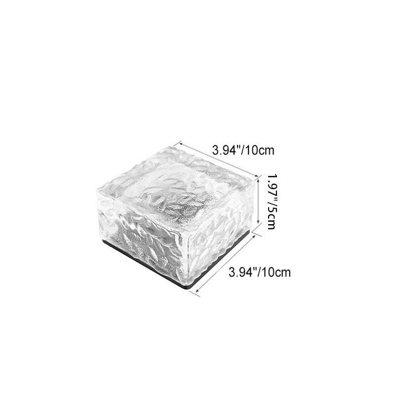 Modern Minimalist Solar Waterproof ABS Clear Glass Ice Cube Brick LED Outdoor Landscape Light For Garden | Bowlift
