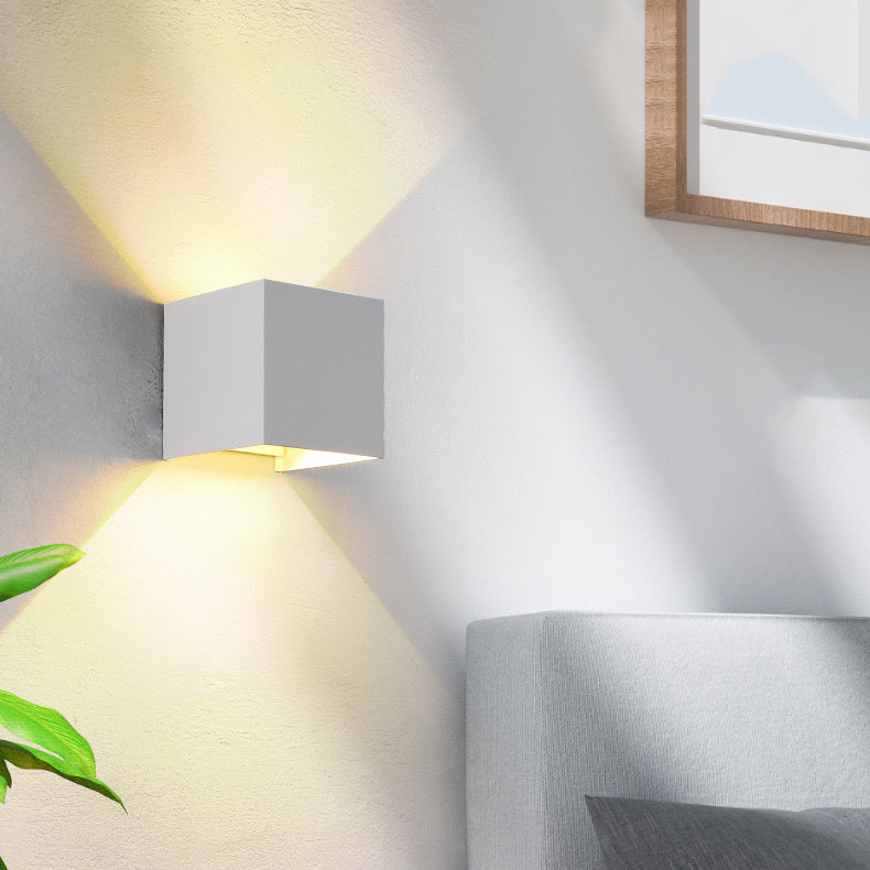 BowLift | Modern Minimalist Waterproof Cube Up Down Aluminum Glass Induction LED Wall Light Lamps For Bedroom