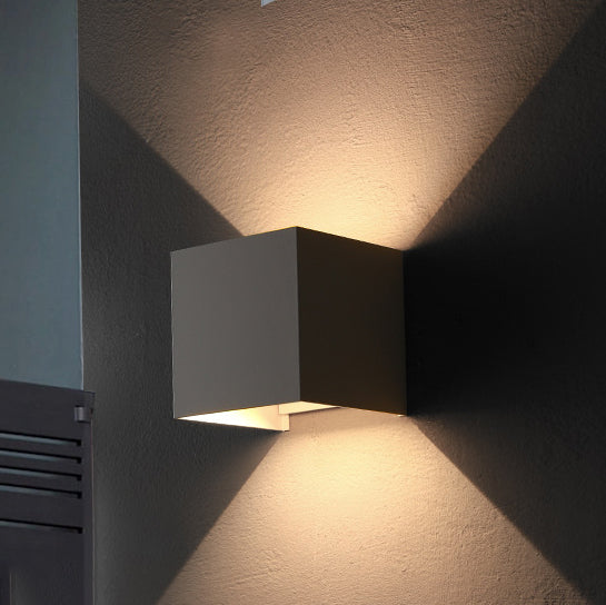 BowLift | Modern Minimalist Waterproof Cube Up Down Aluminum Glass Induction LED Wall Light Lamps For Bedroom
