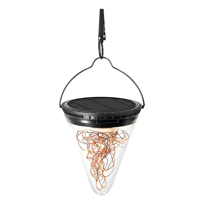 Modern Minimalist Solar Waterproof Cone Filigree PC ABS LED Pendant Light For Garden | Bowlift