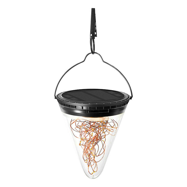 Modern Minimalist Solar Waterproof Cone Filigree PC ABS LED Pendant Light For Garden | Bowlift