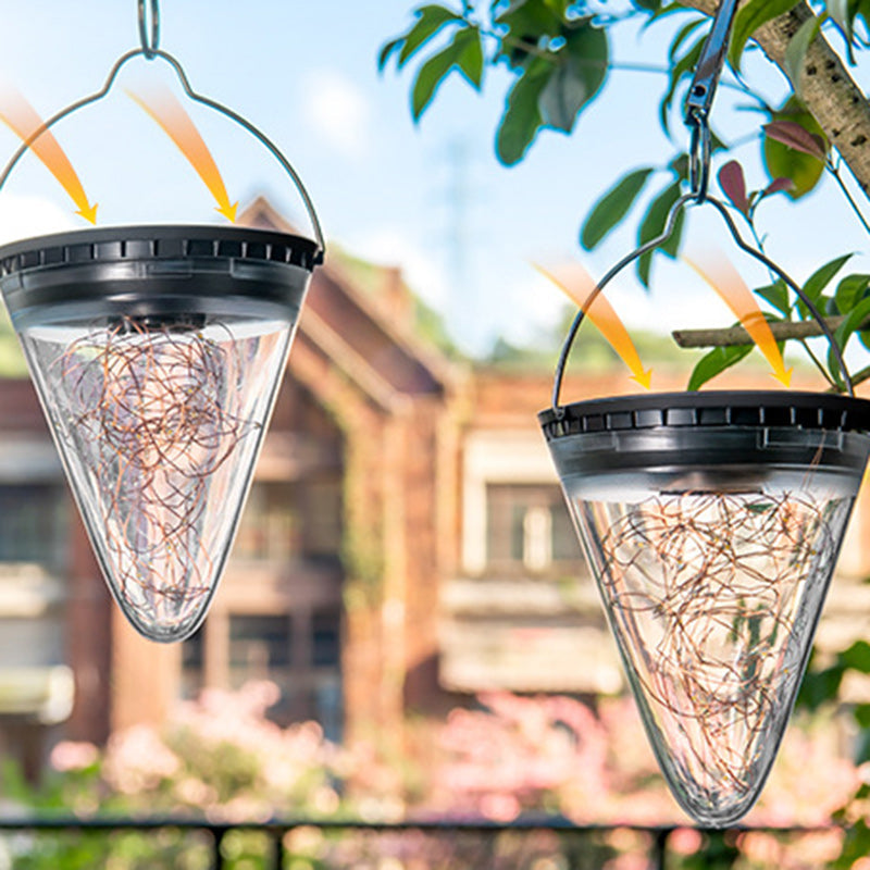 Modern Minimalist Solar Waterproof Cone Filigree PC ABS LED Pendant Light For Garden | Bowlift