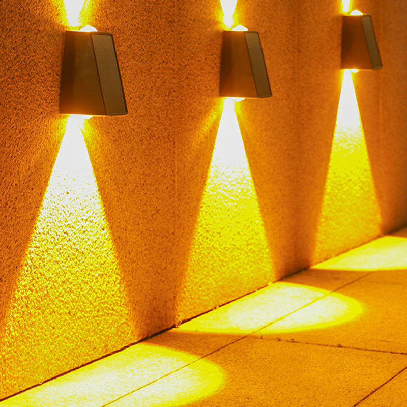 Modern Minimalist Solar Waterproof Trapezoidal Rectangle ABS PVC LED Outdoor Wall Sconce Lamp For Garden | Bowlift