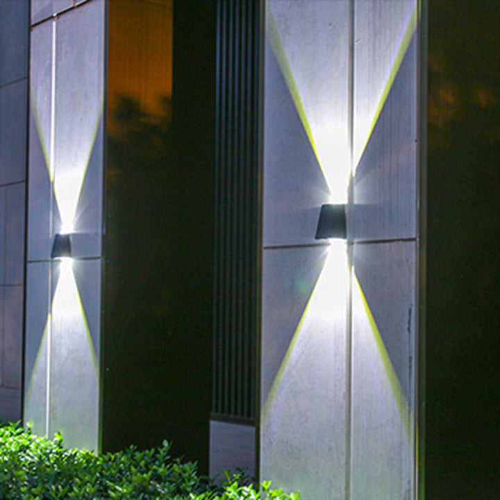 Modern Minimalist Solar Waterproof Trapezoidal Rectangle ABS PVC LED Outdoor Wall Sconce Lamp For Garden | Bowlift
