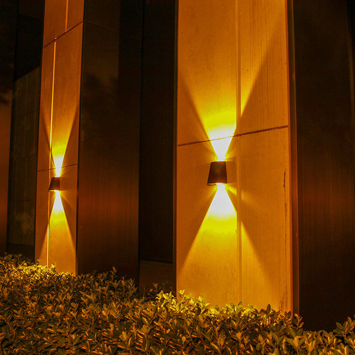 Modern Minimalist Solar Waterproof Trapezoidal Rectangle ABS PVC LED Outdoor Wall Sconce Lamp For Garden | Bowlift