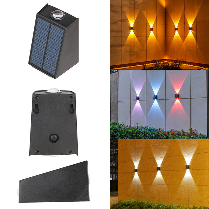 Modern Minimalist Solar Waterproof Trapezoidal Rectangle ABS PVC LED Outdoor Wall Sconce Lamp For Garden | Bowlift