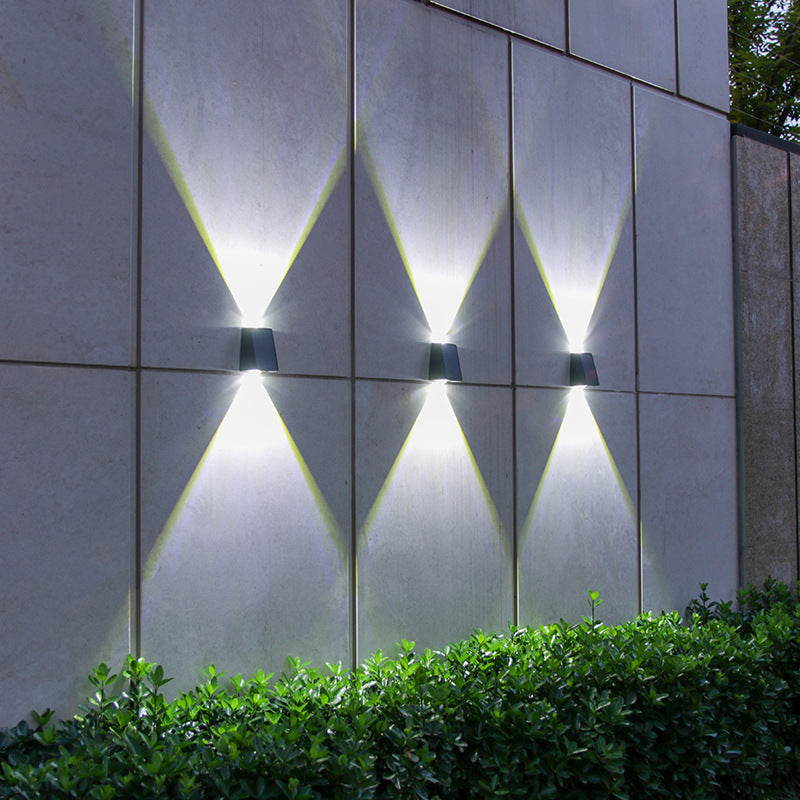 Modern Minimalist Solar Waterproof Trapezoidal Rectangle ABS PVC LED Outdoor Wall Sconce Lamp For Garden | Bowlift
