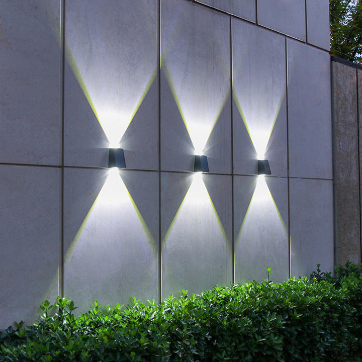 Modern Minimalist Solar Waterproof Trapezoidal Rectangle ABS PVC LED Outdoor Wall Sconce Lamp For Garden | Bowlift