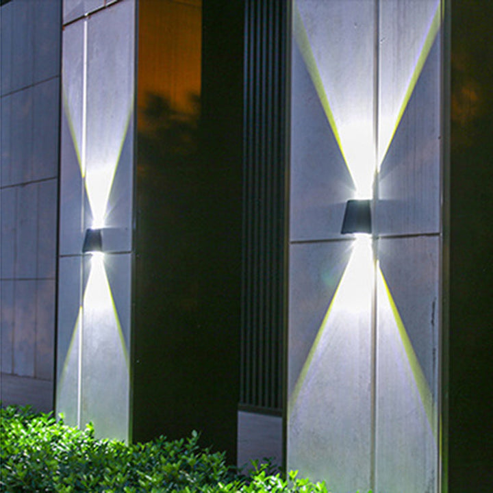 Modern Minimalist Solar Waterproof Trapezoidal Rectangle ABS PVC LED Outdoor Wall Sconce Lamp For Garden | Bowlift