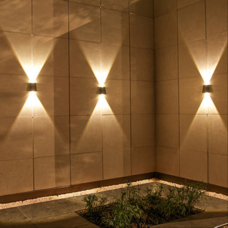 Modern Minimalist Solar Waterproof Trapezoidal Rectangle ABS PVC LED Outdoor Wall Sconce Lamp For Garden | Bowlift