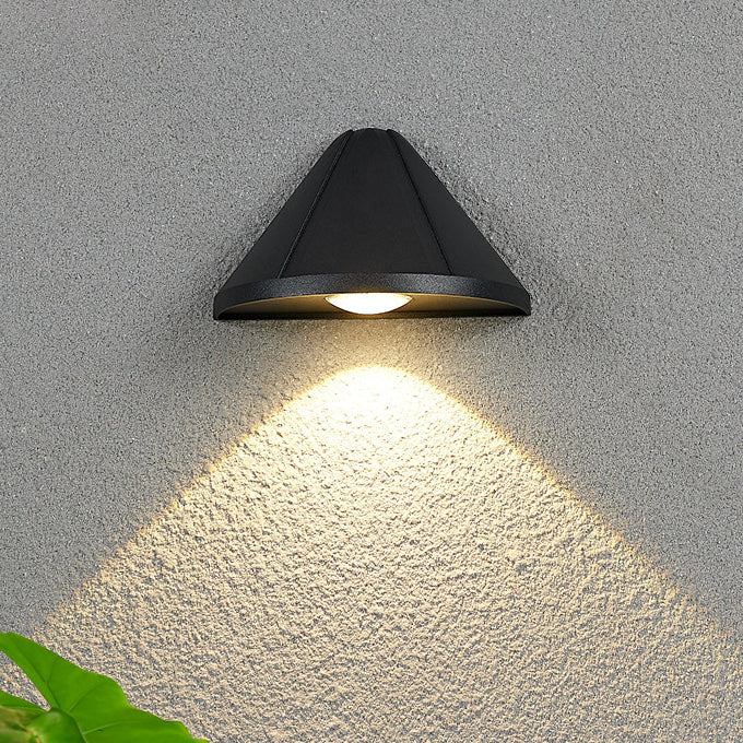 Modern Minimalist Waterproof Triangle Semicircle Die-Cast Aluminum PC LED Wall Sconce Lamp For Outdoor Patio | Bowlift