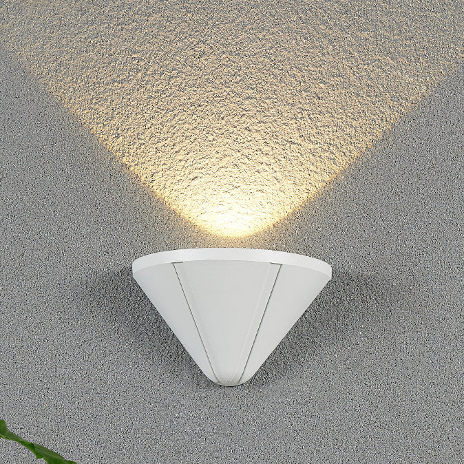 Modern Minimalist Waterproof Triangle Semicircle Die-Cast Aluminum PC LED Wall Sconce Lamp For Outdoor Patio | Bowlift