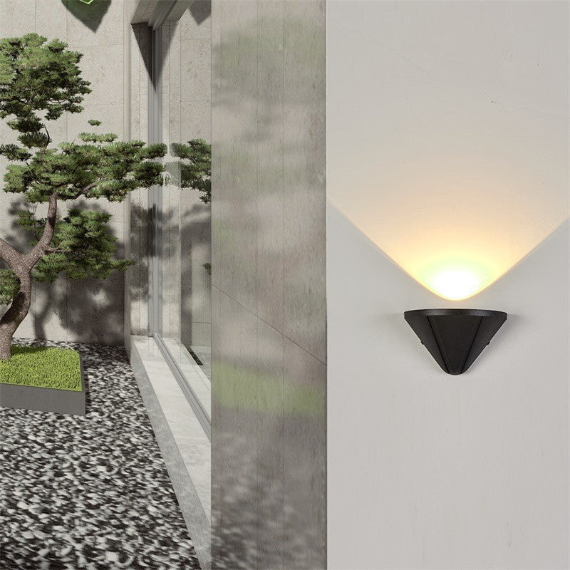 Modern Minimalist Waterproof Triangle Semicircle Die-Cast Aluminum PC LED Wall Sconce Lamp For Outdoor Patio | Bowlift