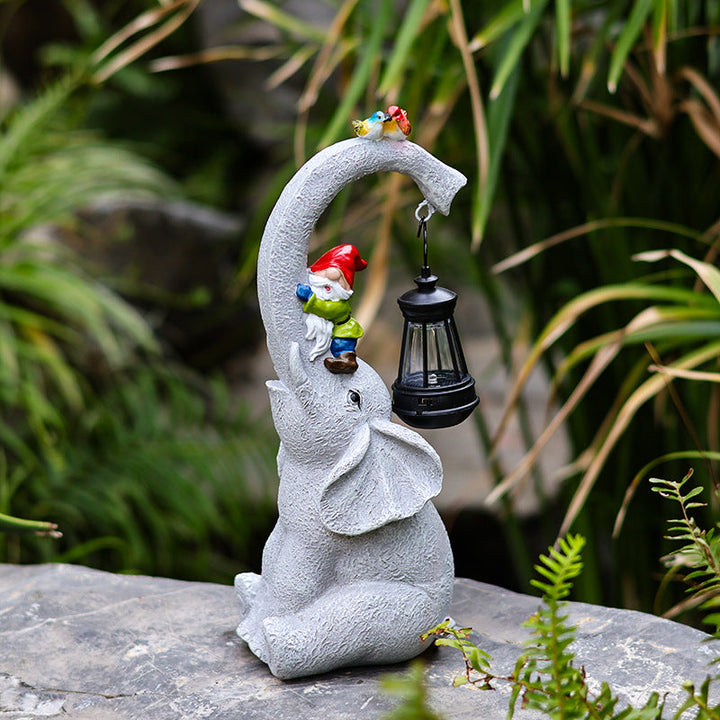 Contemporary Creative Solar Waterproof Elephant Genie Bird Resin LED Outdoor Landscape Light For Garden | Bowlift