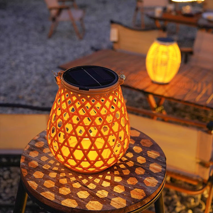 Traditional Chinese Solar Waterproof Oval Round Hollow Mesh ABS LED Outdoor Landscape Light For Garden | Bowlift