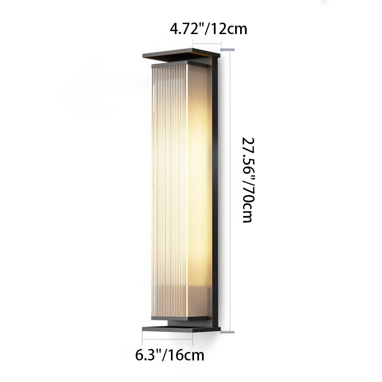 Modern Minimalist Solar Waterproof Rectangle Stripe Stainless Steel PC LED Outdoor Wall Sconce Lamp For Garden | Bowlift