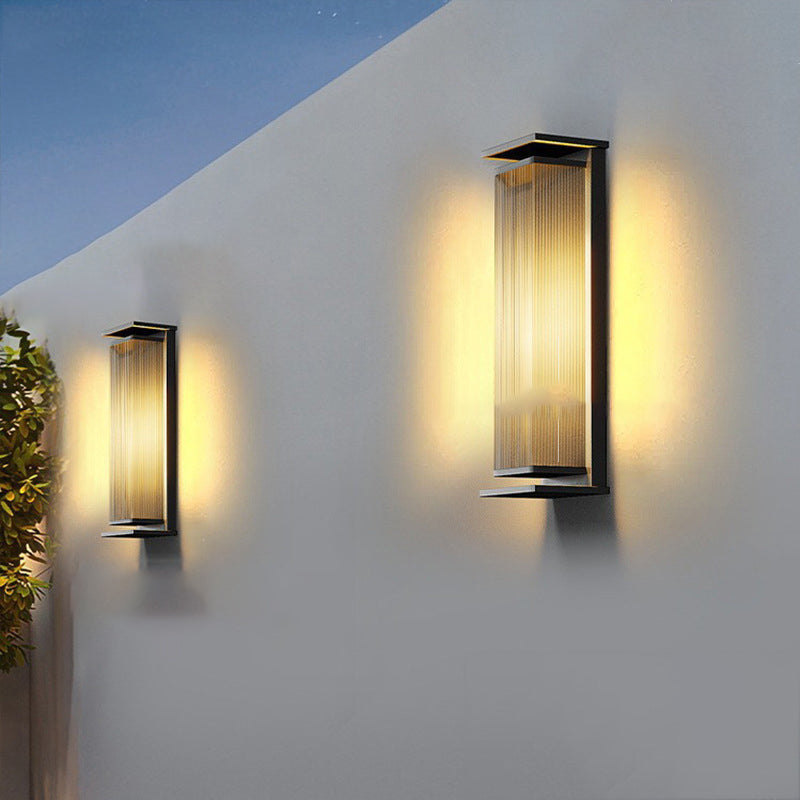 Modern Minimalist Solar Waterproof Rectangle Stripe Stainless Steel PC LED Outdoor Wall Sconce Lamp For Garden | Bowlift