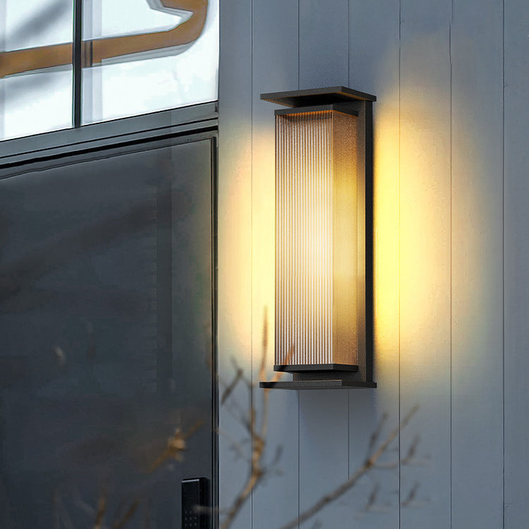 Modern Minimalist Solar Waterproof Rectangle Stripe Stainless Steel PC LED Outdoor Wall Sconce Lamp For Garden | Bowlift