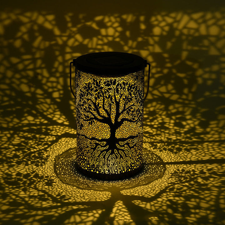Traditional Vintage Solar Waterproof Cylinder Skeleton Tree Iron LED Outdoor Light For Garden | Bowlift
