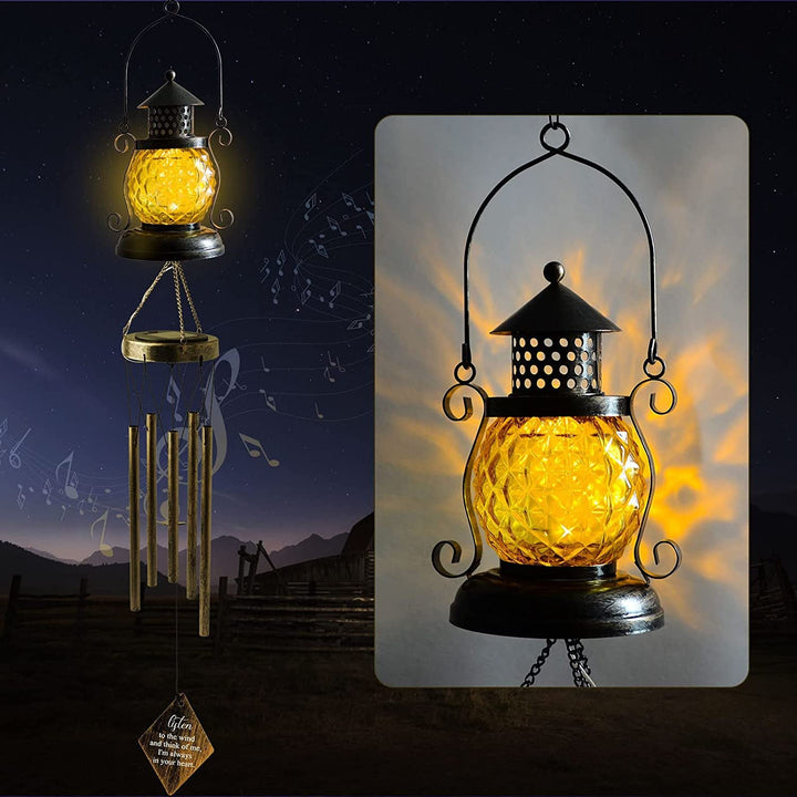 Contemporary Scandinavian Solar Waterproof Oval Disc Triangle Wind Chime Iron Glass Plastic LED Outdoor Light For Outdoor Patio | Bowlift
