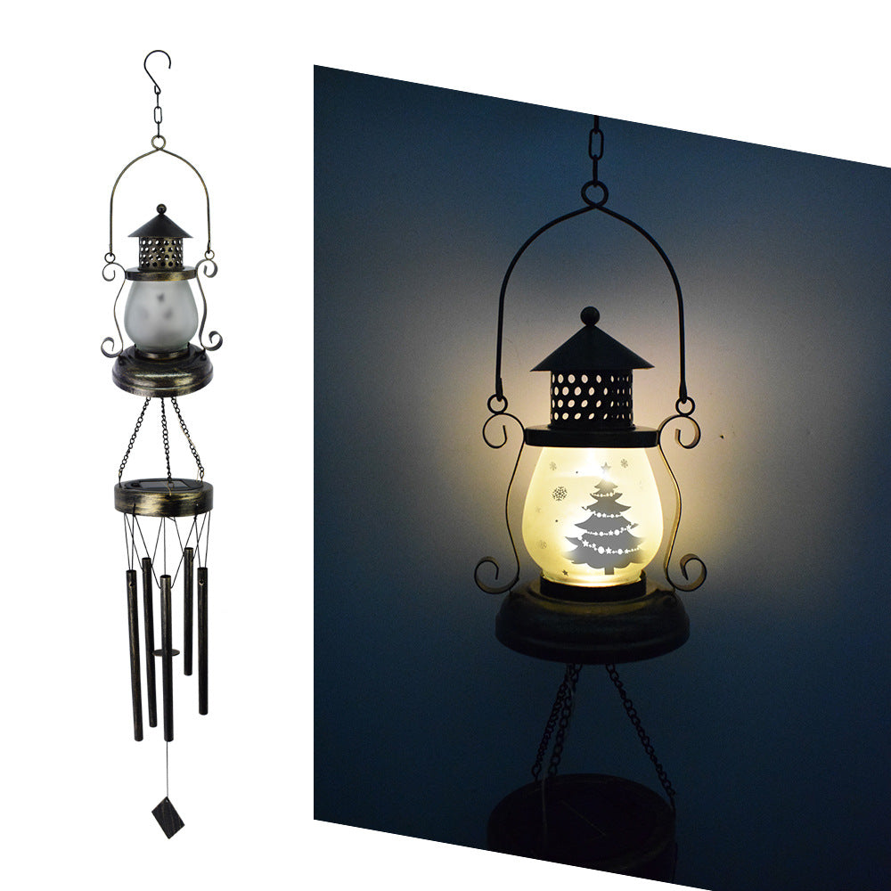 Contemporary Scandinavian Solar Waterproof Oval Disc Triangle Wind Chime Iron Glass Plastic LED Outdoor Light For Outdoor Patio | Bowlift