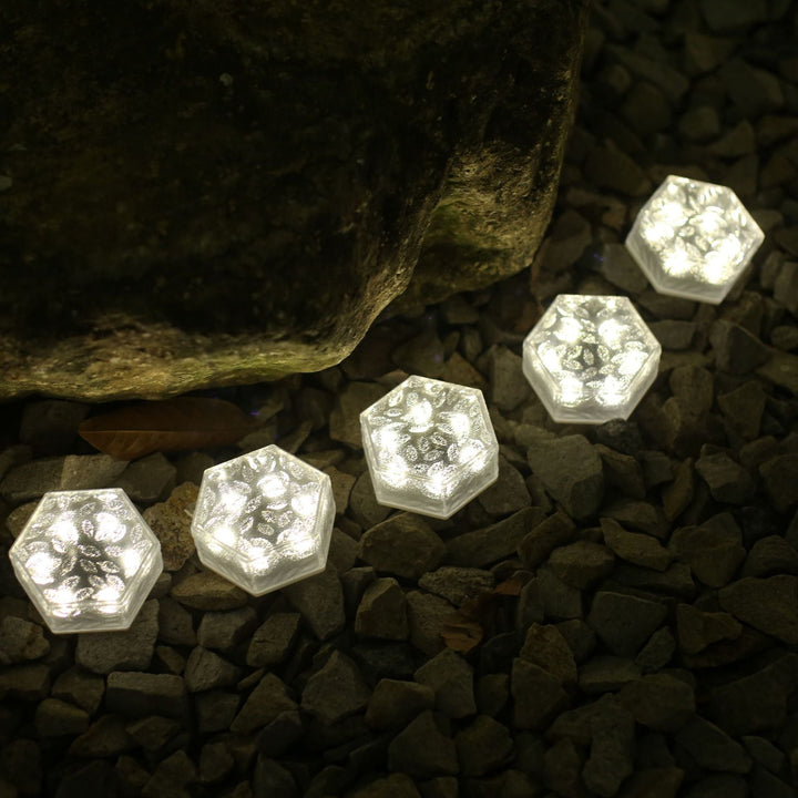 Modern Minimalist Solar Waterproof Hexagonal Ice Tile ABS PVC LED Lawn Landscape Light For Outdoor Patio | Bowlift