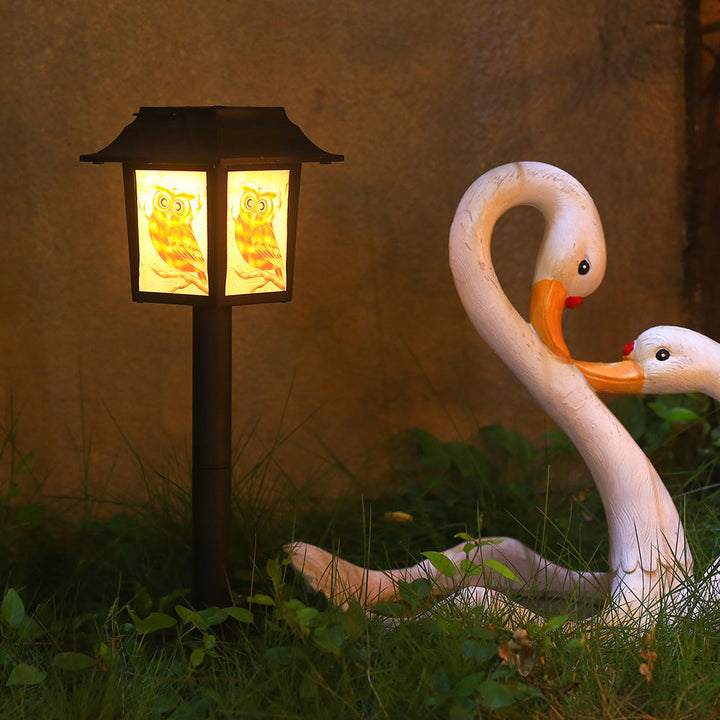 Contemporary Industrial Square Owl Pattern LED Solar Waterproof Lawn Insert Light For Outdoor Patio | Bowlift