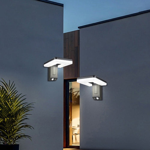 Contemporary Industrial Square ABS Solar Waterproof LED Outdoor Wall Sconce Lamp For Garden | Bowlift