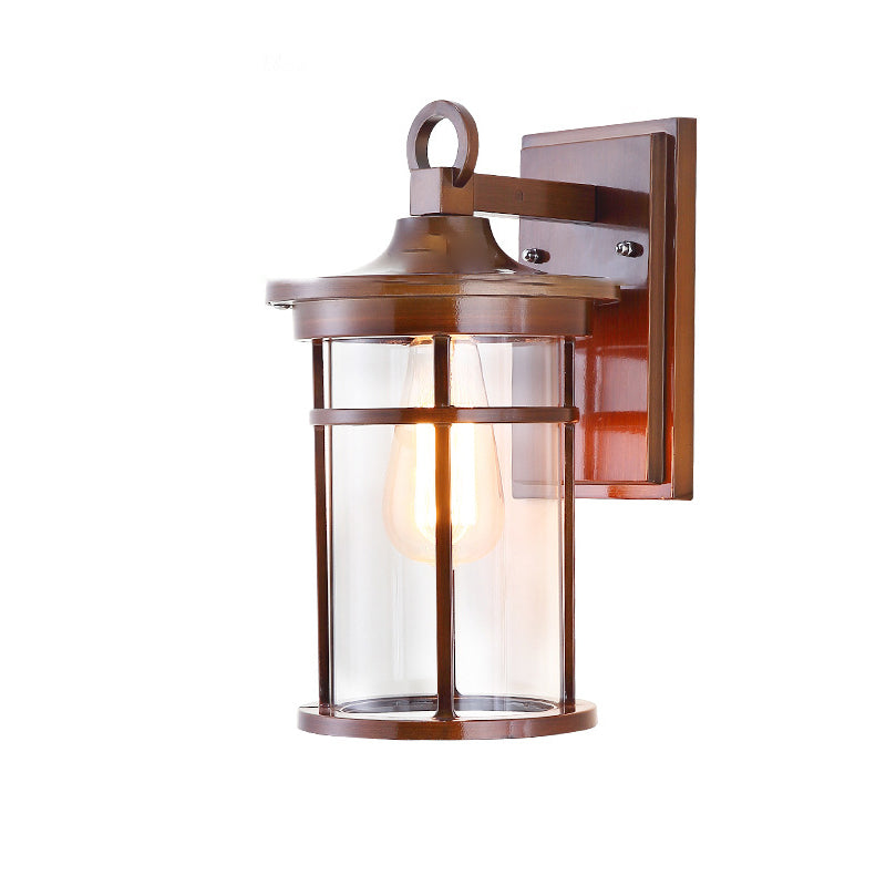 Contemporary Industrial Cylinder Aluminum Glass Shade 1-Light Waterproof Wall Sconce Lamp For Outdoor Patio | Bowlift