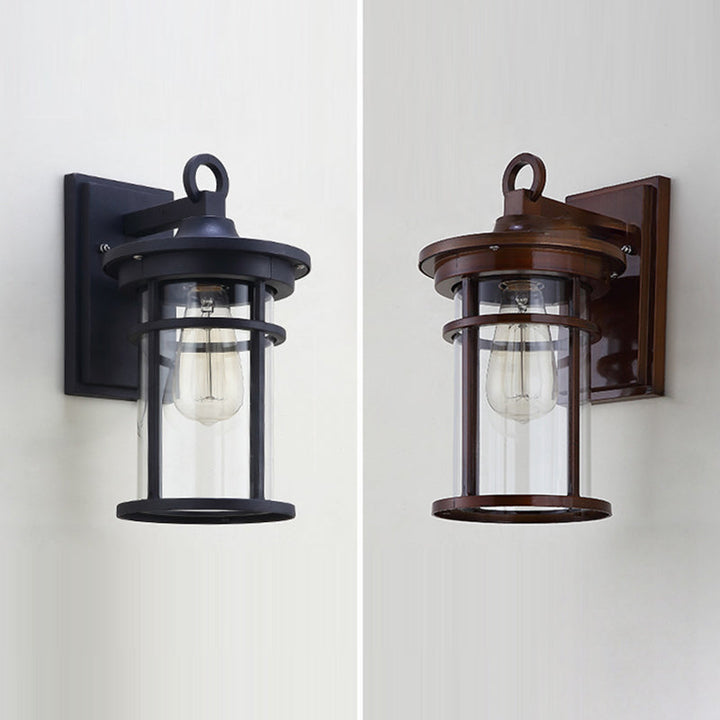Contemporary Industrial Cylinder Aluminum Glass Shade 1-Light Waterproof Wall Sconce Lamp For Outdoor Patio | Bowlift