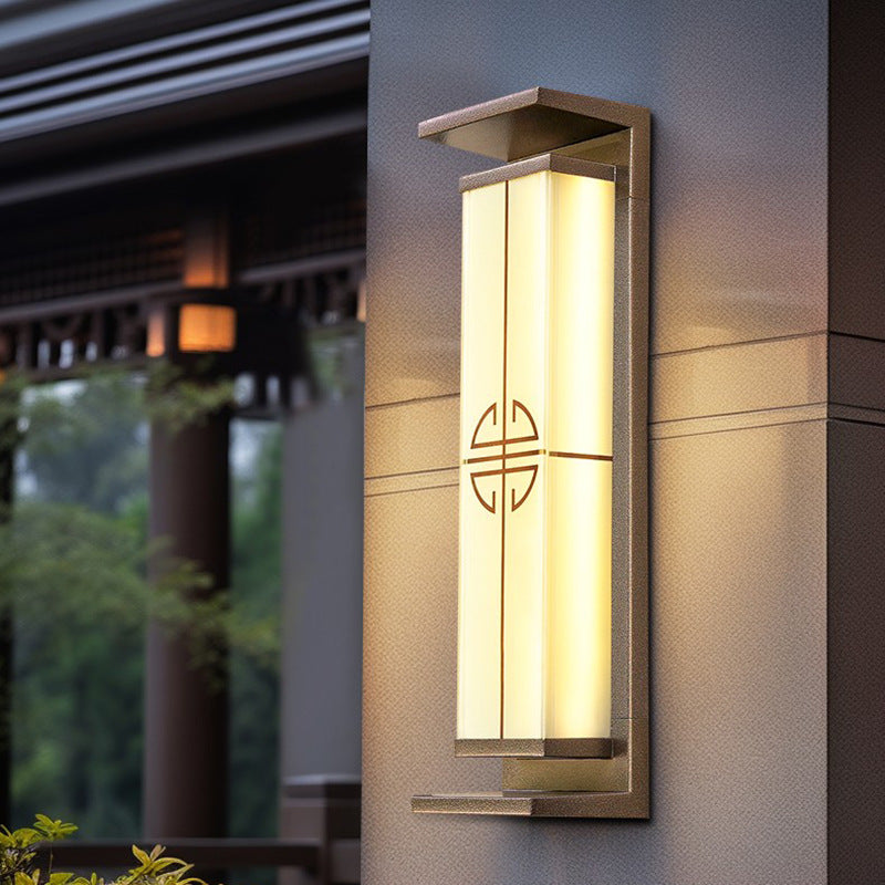 Contemporary Industrial Rectangular Aluminum Stainless Steel LED Outdoor Solar Wall Sconce Lamp For Outdoor Patio | Bowlift