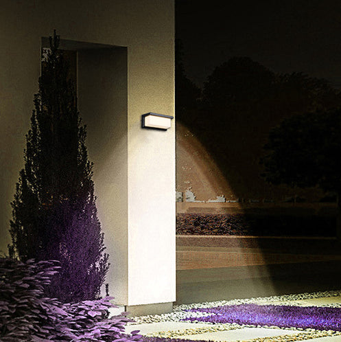 Contemporary Simplicity Rectangular Waterproof Solar Human Body Induction LED Outdoor Wall Sconce Lamp For Garden | Bowlift