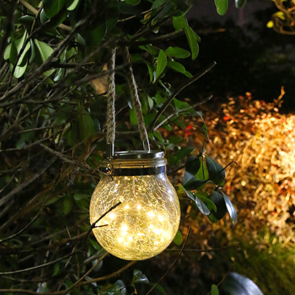 Modern Minimalist Solar Waterproof Round Bottle Round Cracked Glass ABS Stainless Steel LED Outdoor Light For Garden | Bowlift
