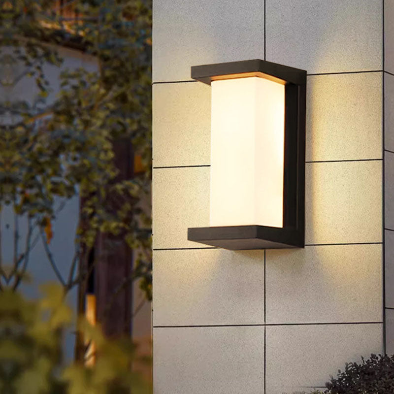 Modern Minimalist Waterproof Rectangle Oval PC Aluminum LED Wall Sconce Lamp For Outdoor | Bowlift