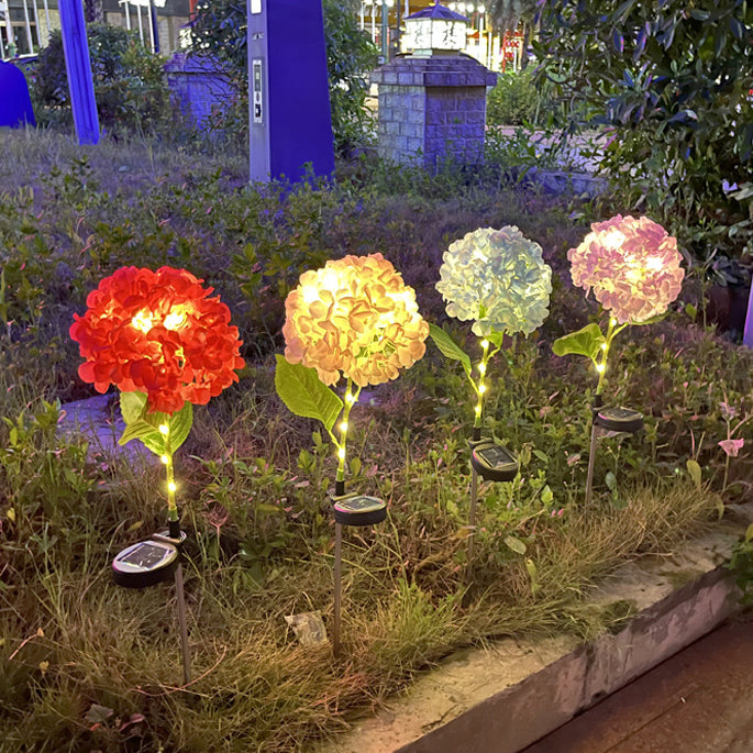 Contemporary Creative Solar Waterproof Hydrangea Round PVC Stainless Steel LED Outdoor Light For Garden | Bowlift
