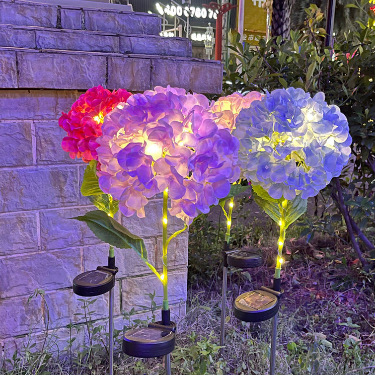 Contemporary Creative Solar Waterproof Hydrangea Round PVC Stainless Steel LED Outdoor Light For Garden | Bowlift