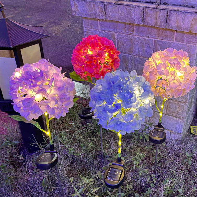 Contemporary Creative Solar Waterproof Hydrangea Round PVC Stainless Steel LED Outdoor Light For Garden | Bowlift