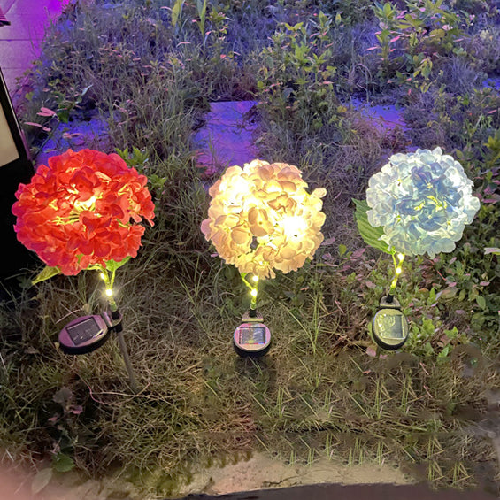 Contemporary Creative Solar Waterproof Hydrangea Round PVC Stainless Steel LED Outdoor Light For Garden | Bowlift