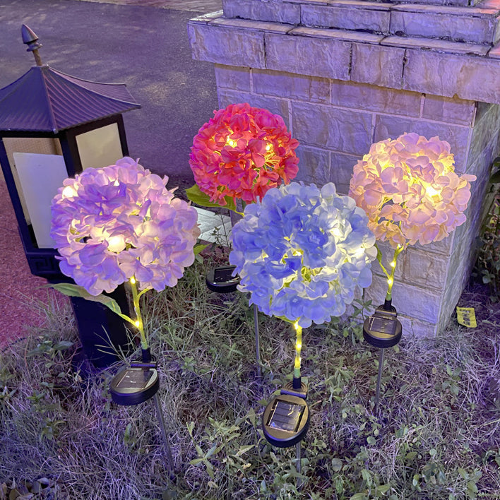 Contemporary Creative Solar Waterproof Hydrangea Round PVC Stainless Steel LED Outdoor Light For Garden | Bowlift