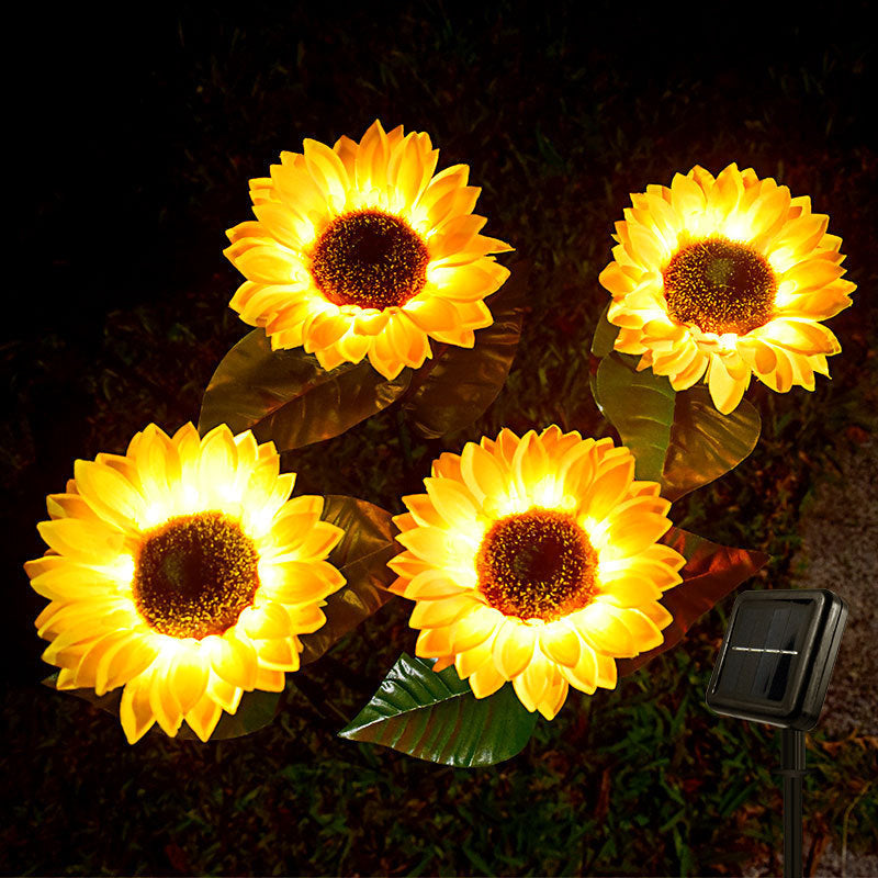 Contemporary Creative Solar Waterproof Sunflower Silk ABS Stainless Steel LED Outdoor Light For Garden | Bowlift