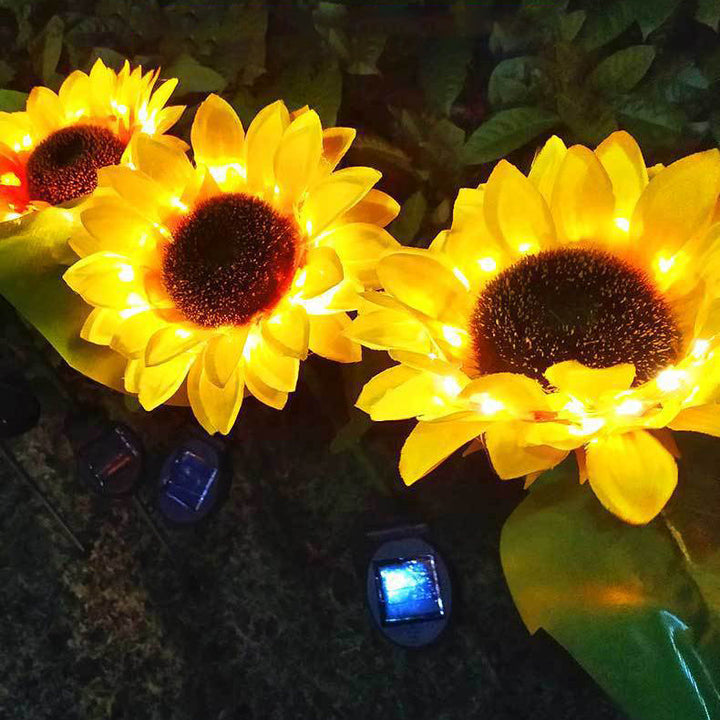 Contemporary Creative Solar Waterproof Sunflower Silk ABS Stainless Steel LED Outdoor Light For Garden | Bowlift