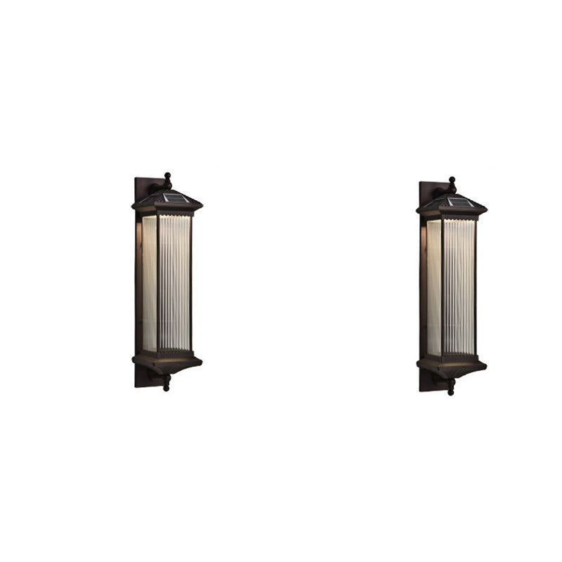 Traditional Chinese Waterproof Rectangular Glass Metal 1-Light Wall Sconce Lamp For Outdoor Patio | Bowlift