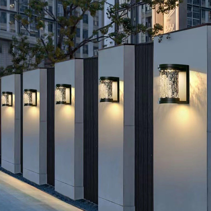 Modern Luxury Waterproof Cylinder Stainless Steel Crystal LED Wall Sconce Lamp For Outdoor Patio | Bowlift